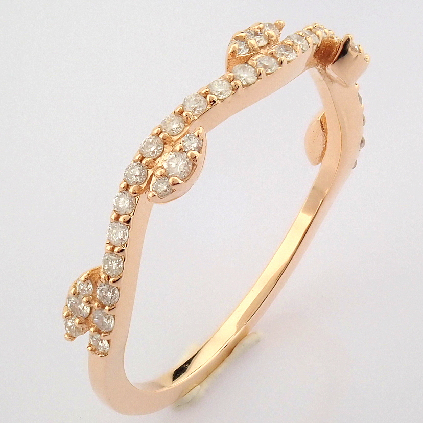 HRD Antwerp Certified 14K Rose/Pink Gold Diamond Ring (Total 0.21 Ct. Stone) 14K Rose/Pink Gold Ring - Image 6 of 10