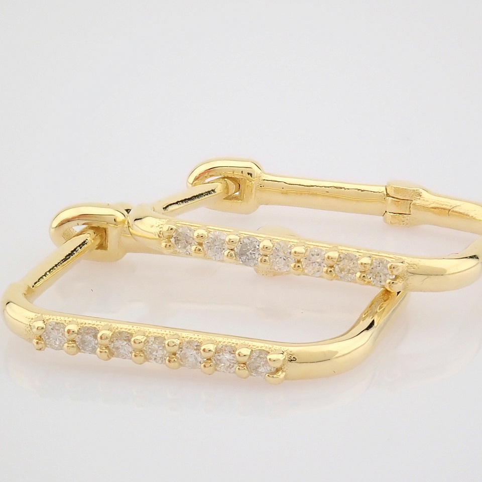 HRD Antwerp Certified 14K Yellow Gold Diamond Earring (Total 0.16 Ct. Stone) 14K Yellow Gold Earring - Image 8 of 9
