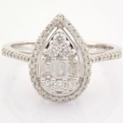 HRD Antwerp Certified 14K White Gold Diamond Ring (Total 0.49 Ct. Stone) 14K White Gold Ring