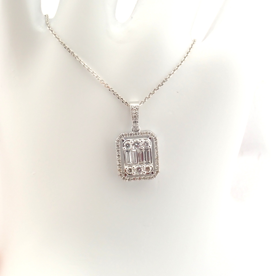 HRD Antwerp Certified 14k White Gold Diamond Pendant (Total 0.6 Ct. Stone) 14k White Gold Pendant - Image 12 of 13