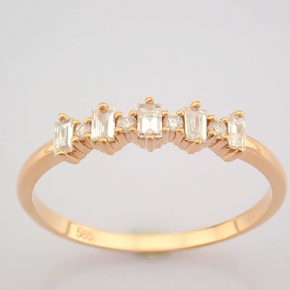 HRD Antwerp Certified 14K Rose/Pink Gold Baguette Diamond & Diamond Ring (Total 0.18 Ct. Ston... 14K - Image 5 of 9