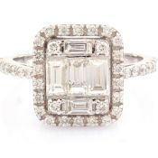 HRD Antwerp Certified 14K White Gold Diamond Ring (Total 1.11 Ct. Stone) 14K White Gold Ring