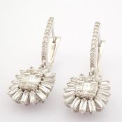 HRD Antwerp Certified 14K White Gold Diamond Earring (Total 1.02 Ct. Stone) 14K White Gold Earring