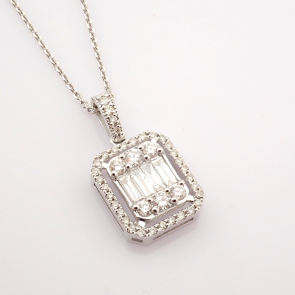 HRD Antwerp Certified 14k White Gold Diamond Pendant (Total 0.6 Ct. Stone) 14k White Gold Pendant - Image 6 of 13