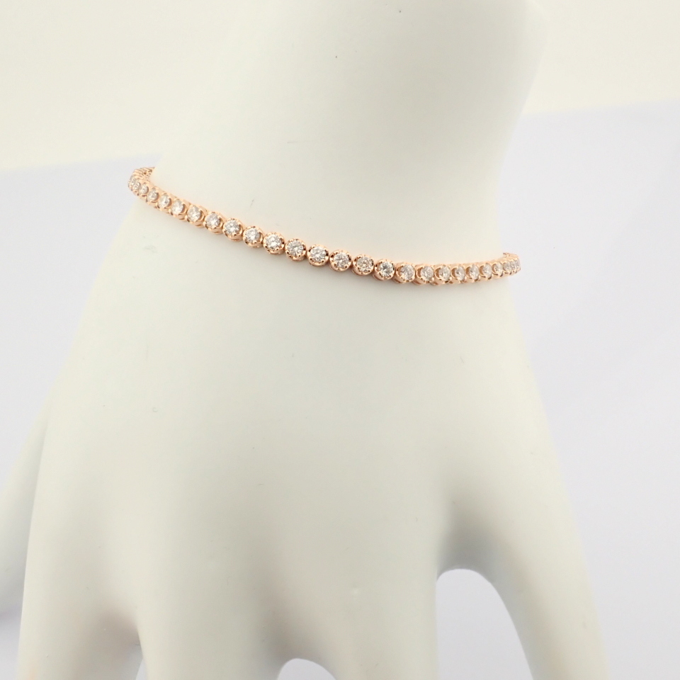 HRD Antwerp Certified 2,10 Ct. Diamond Tennis Bracelet (Crown) - 14K Rose Gold     5.70 g Rose / - Image 12 of 16