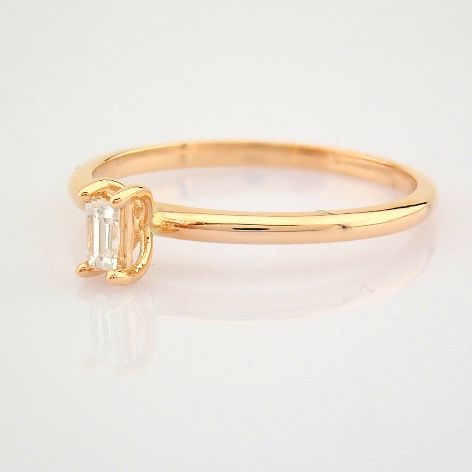 HRD Antwerp Certified 14K Rose/Pink Gold Baguette Diamond Ring (Total 0.08 Ct. Stone) 14K Rose/ - Image 4 of 8