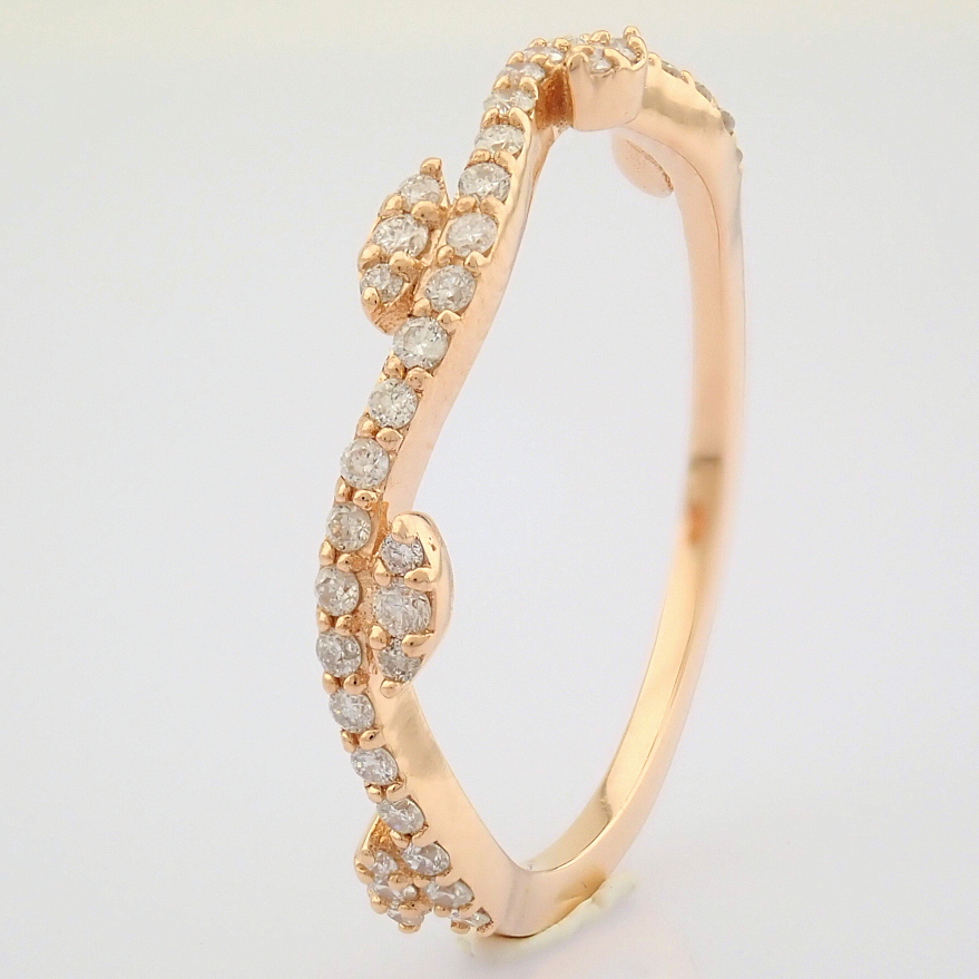 HRD Antwerp Certified 14K Rose/Pink Gold Diamond Ring (Total 0.21 Ct. Stone) 14K Rose/Pink Gold Ring - Image 8 of 10