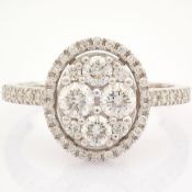 HRD Antwerp Certified 18K White Gold Diamond Ring (Total 0.89 Ct. Stone) 18K White Gold Ring