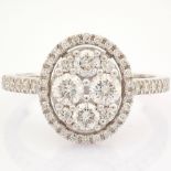 HRD Antwerp Certified 18K White Gold Diamond Ring (Total 0.89 Ct. Stone) 18K White Gold Ring