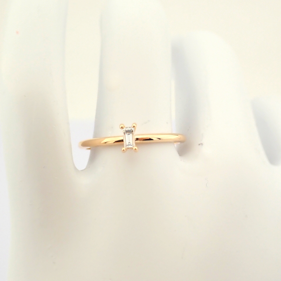 HRD Antwerp Certified 14K Rose/Pink Gold Baguette Diamond Ring (Total 0.08 Ct. Stone) 14K Rose/ - Image 8 of 8
