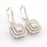 HRD Antwerp Certified 14k White Gold Diamond Earring (Total 0.95 Ct. Stone) 14k White Gold Earring