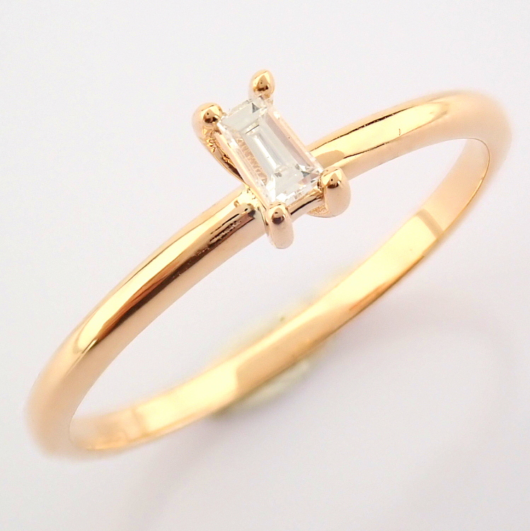 HRD Antwerp Certified 14K Rose/Pink Gold Baguette Diamond Ring (Total 0.08 Ct. Stone) 14K Rose/ - Image 7 of 8