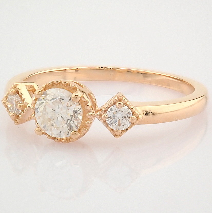 HRD Antwerp Certified 14k Rose/Pink Gold Diamond Ring (Total 0.49 Ct. Stone) 14k Rose/Pink Gold Ring - Image 9 of 12