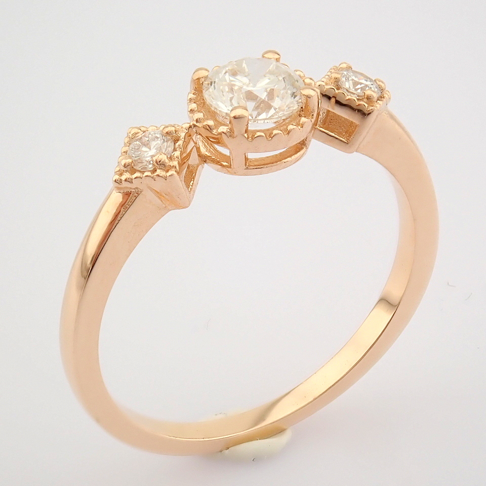 HRD Antwerp Certified 14k Rose/Pink Gold Diamond Ring (Total 0.49 Ct. Stone) 14k Rose/Pink Gold Ring - Image 7 of 12