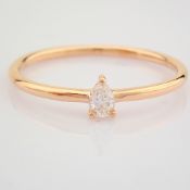 HRD Antwerp Certified 14K Rose/Pink Gold Diamond Ring (Total 0.11 Ct. Stone) 14K Rose/Pink Gold Ring