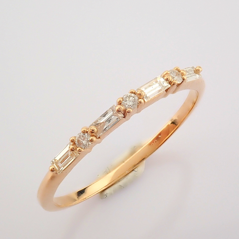 HRD Antwerp Certified 14K Rose/Pink Gold Baguette Diamond & Diamond Ring (Total 0.17 Ct. Ston... 14K - Image 10 of 10