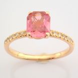 HRD Antwerp Certified 14K Rose/Pink Gold Diamond & Tourmaline Ring (Total 0.83 Ct. Stone) 14K Rose/