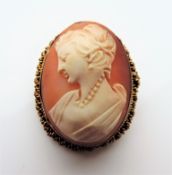 Antique Gold Plated Cameo Brooch