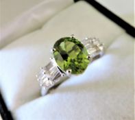 2.2ct Peridot & White Topaz Ring in Sterling Silver