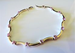 Sterling Silver Pink Topaz Tennis Bracelet