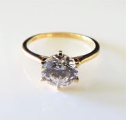 Gold on Sterling Silver 2ct Moissanite Solitaire Ring