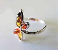 Baltic Amber Butterfly Ring in Sterling Silver