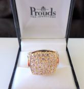 Gents 1.4ct CZ Gold on Silver Signet Ring Size V