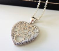 Sterling Silver cz Heart Pendant Necklace