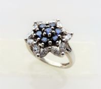 Sterling Silver Sapphire Cluster Ring