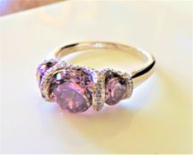 Sterling Silver Pink & White Topaz Ring