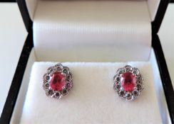 1.6 carat Ruby & Diamond Earrings