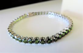 10 ct Green Tourmaline Tennis Bracelet in Sterling Silver