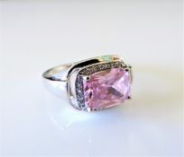 Sterling Silver 4ct Pink Topaz Ring