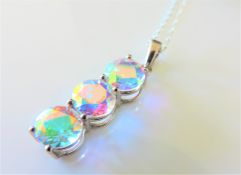 Sterling Silver 7.5 ct Mystic Topaz Pendant Necklace