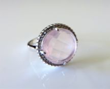 Sterling Silver Pink Quartz & White Topaz Ring