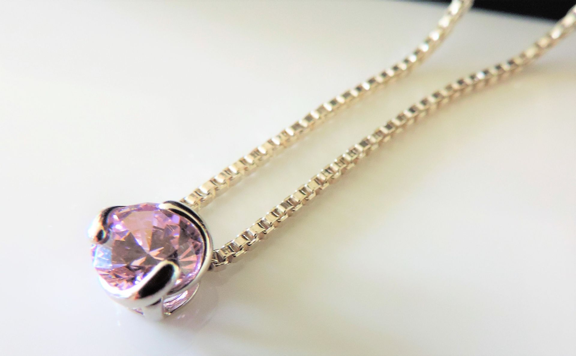 Sterling Silver Pink Topaz Pendant Necklace - Image 2 of 2