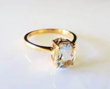 1.75 ct Aquamarine Ring Gold on Sterling Silver