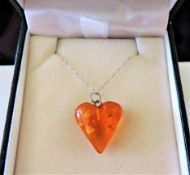 Baltic Amber Heart on Sterling Silver Chain