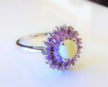 Sterling Silver Ring 2.13ct Amethyst, Topaz & Opal Ring Size U