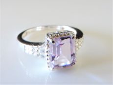 Sterling Silver 2.25ct Pale Amethyst Ring