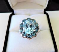 Sterling Silver 8.8 carat Topaz Cluster Ring