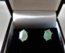 Pair Opaque Brazilian Emerald Earrings