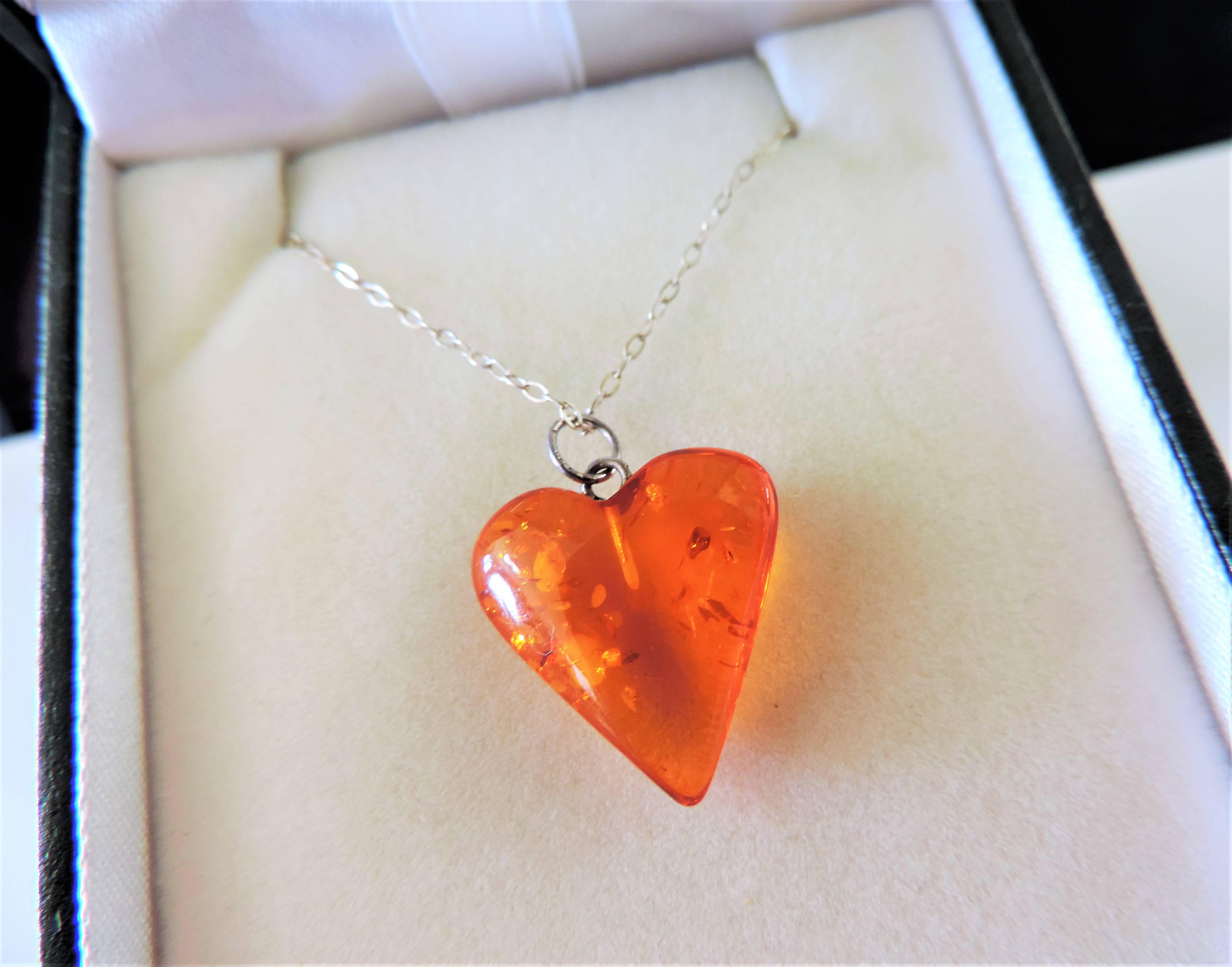 Baltic Amber Heart on Sterling Silver Chain - Image 2 of 2