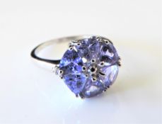 Sterling Silver 2.5 ct Tanzanite Ring