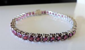 20ct Pink Tourmaline Tennis Bracelet in Sterling Silver