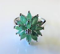 4.14 ct Opaque Emerald Ring in Sterling Silver