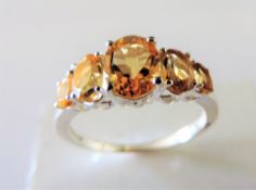 Five stone 2ct Citrine Ring in Sterling Silver