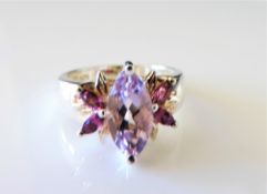 Sterling Silver 1.59ct Amethyst & Pink Tourmaline Ring