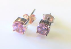 Sterling Silver 1.2 ct Pink Sapphire Stud Earrings