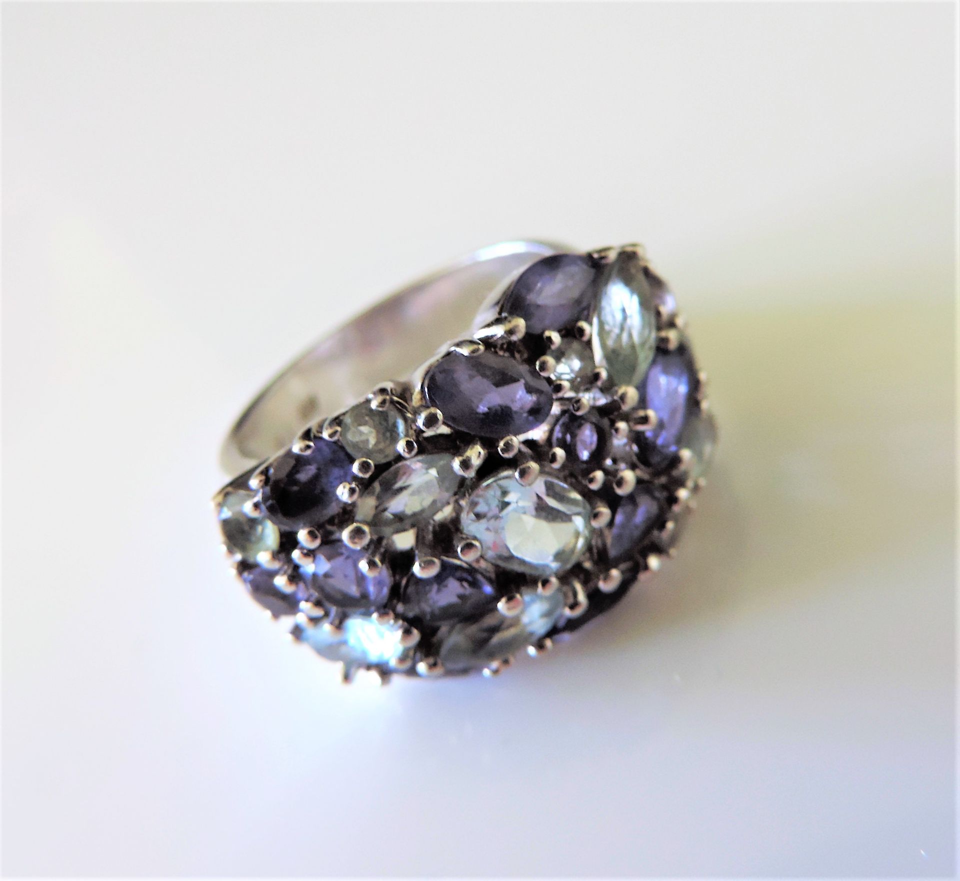 Sterling Silver Tanzanite and Topaz Gemstone Ring